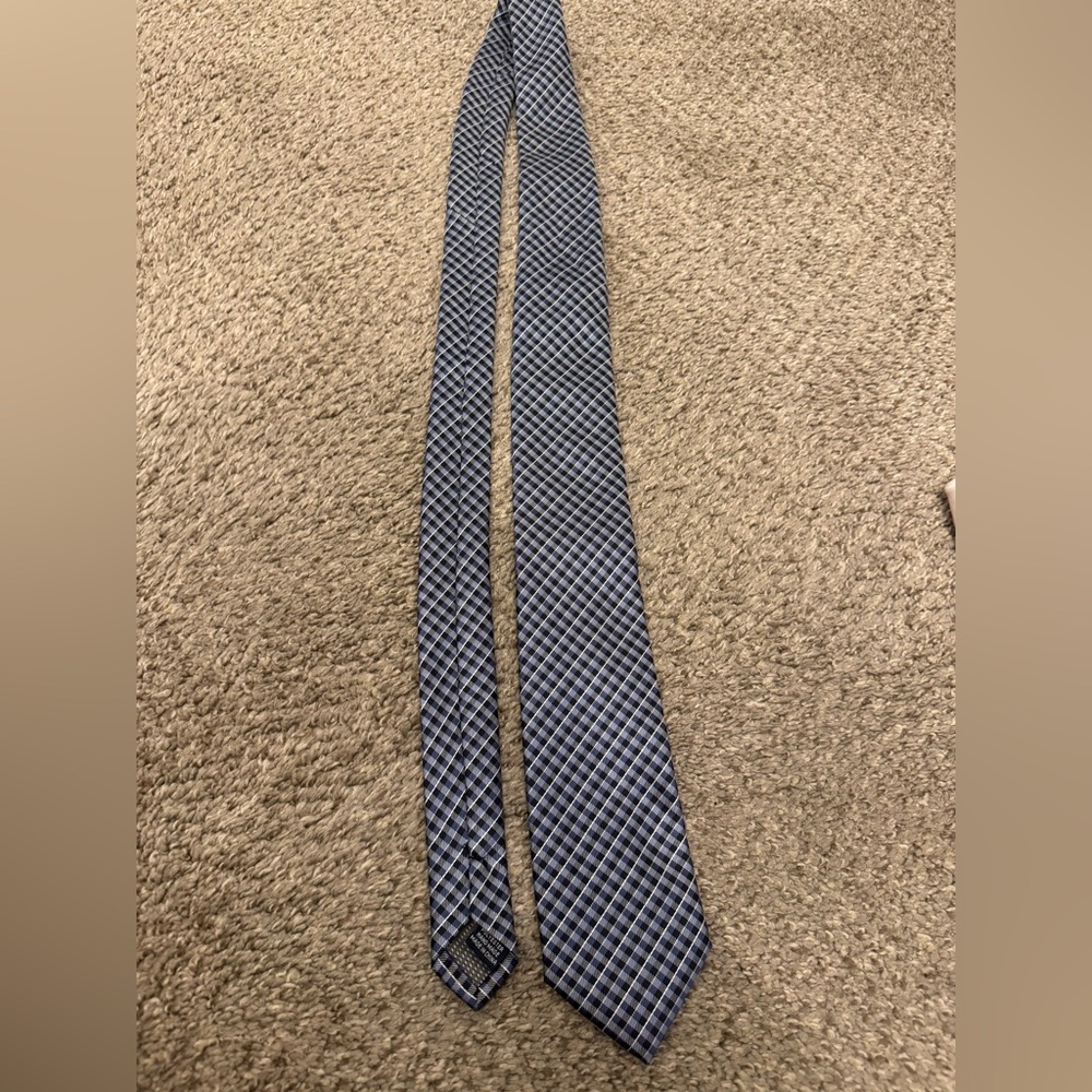 Croft and Barrow tie different shades of navy blue and gray checkered.